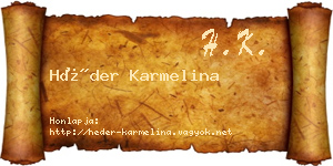 Héder Karmelina névjegykártya
